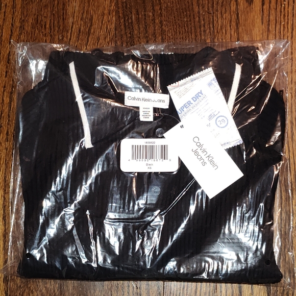 New! Calvin Klein Jeans Black Ribbed Polo Short Sleeve Shirt Size XS X-SMALL NWT - Picture 11 of 14